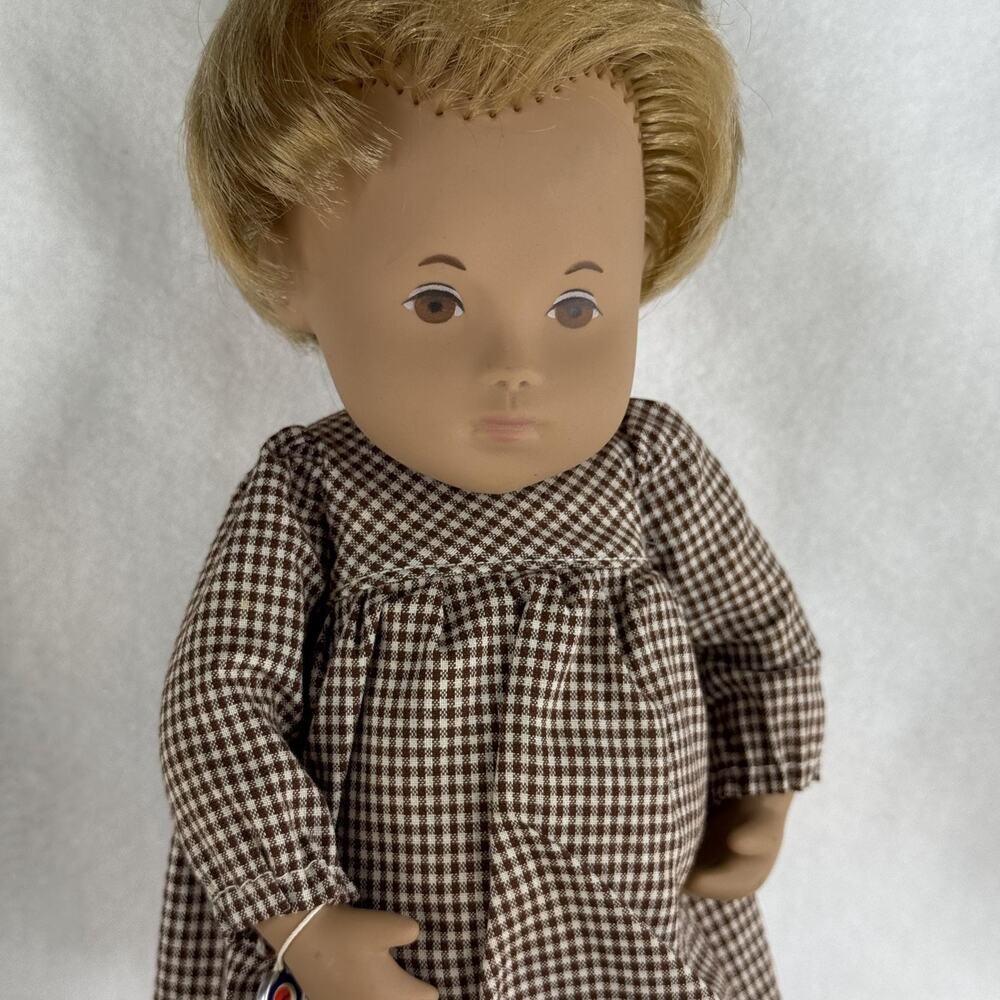 Vintage Sasha Baby Doll Sandy 12" Blonde Brown Eyes Gingham Dress Wrist Tag Girl